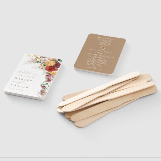 Rustic Boho Pampas Grass Flower Wedding Programme Handwaaier (Niet-gemonteerd)