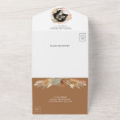 Rustic Boho Pampas Grass Gedroogde Palm Wedding All In One Uitnodiging (Buitenkant)
