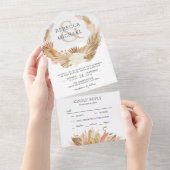 Rustic Boho Pampas Grass Gedroogde Palm Wedding All In One Uitnodiging (Afscheurbaar)