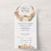 Rustic Boho Pampas Grass Gedroogde Palm Wedding All In One Uitnodiging (Binnen)