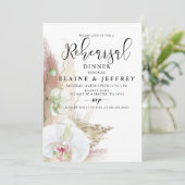 Rustic Boho Pampas Grass Orchid Rehearsal Kaart (Staand voorkant)