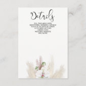 Rustic Boho Pampas Grass White Orchid Wedding Informatiekaartje (Voorkant)
