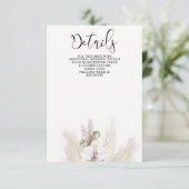 Rustic Boho Pampas Grass White Orchid Wedding Informatiekaartje (Staand voorkant)