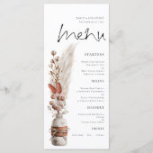Rustic Boho Pampas Grasses Wedding Menu (Voorkant)