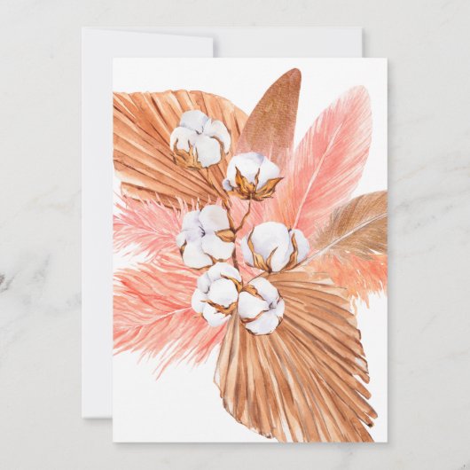 Rustic Boho Pampas Orchids Cotton Blush Wedding Kaart (Achterkant)