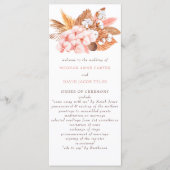 Rustic Boho Pampas Orchids Cotton Blush Wedding Programma (Voorkant)