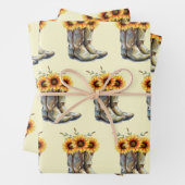 Rustic Boho Pattern - Cowboy Boots met zonnebloeme Inpakpapier Vel (In situ)