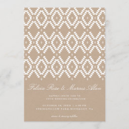 Rustic Boho Pattern faux kraft, white Kaart