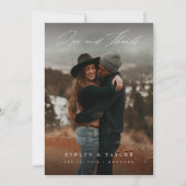 Rustic Boho Photo Wedding Thank You Card W Note Bedankkaart (Voorkant)
