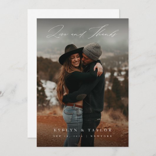 Rustic Boho Photo Wedding Thank You Card W Note Bedankkaart (Voorkant / Achterkant)