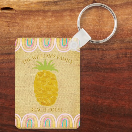 Rustic Boho Pineapple Sleutelhanger (Achterkant)
