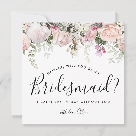 Rustic Boho Pink Floral zal je mijn Bridesmaid zij Kaart (Voorkant)