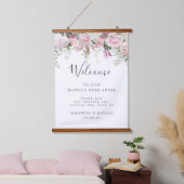 Rustic Boho Pink White Floral Wedding Welcome Sign Hangend Wandkleed (Slaapkamer)