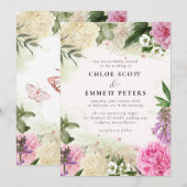 Rustic Boho Pink White Paars Floral Wedding Kaart (Voorkant / Achterkant)