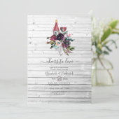 Rustic Boho Plum Red Wine Tasting Couples Shower Kaart (Staand voorkant)