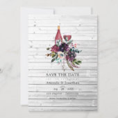 Rustic Boho Plum Red Wine Tasting Weddenschap Save The Date (Voorkant)