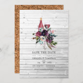 Rustic Boho Plum Red Wine Tasting Weddenschap Save The Date (Voorkant / Achterkant)
