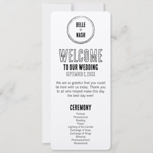 Rustic Boho Programme de mariage de la grange avec (Devant)