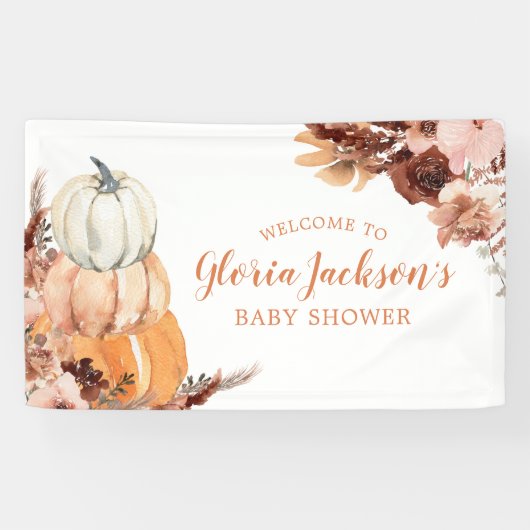 Rustic Boho Pumpkin Baby shower Grote banner (Horizontaal)