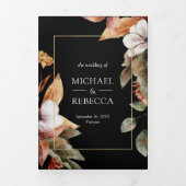 Rustic Boho Pumpkin Foto QR Code Black Weddenschap Drieluik Uitnodiging (Cover)