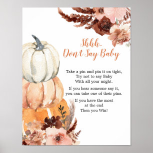 Rustic Boho Pumpkin zeggen niet dat er een Baby is Poster