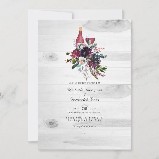 Rustic Boho QR-code RSVP Wijn Tasting Weddenschap Kaart (Voorkant)
