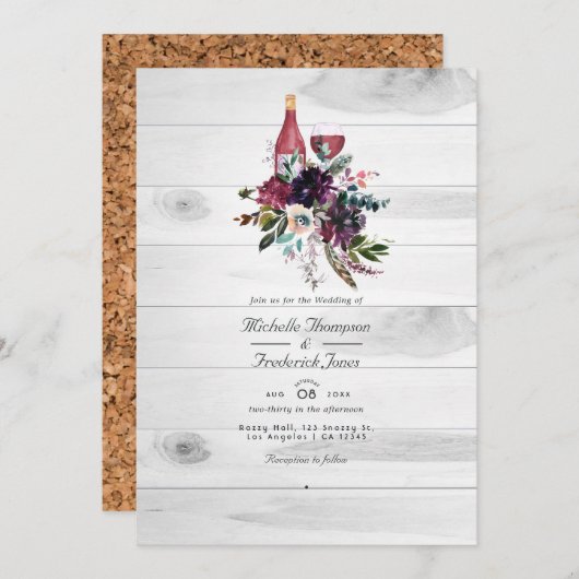 Rustic Boho QR-code RSVP Wijn Tasting Weddenschap Kaart (Voorkant / Achterkant)