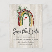 Rustic Boho Rainbow kerstparty Save the Date Aankondigingskaart (Voorkant)