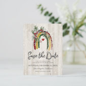 Rustic Boho Rainbow kerstparty Save the Date Aankondigingskaart (Staand voorkant)