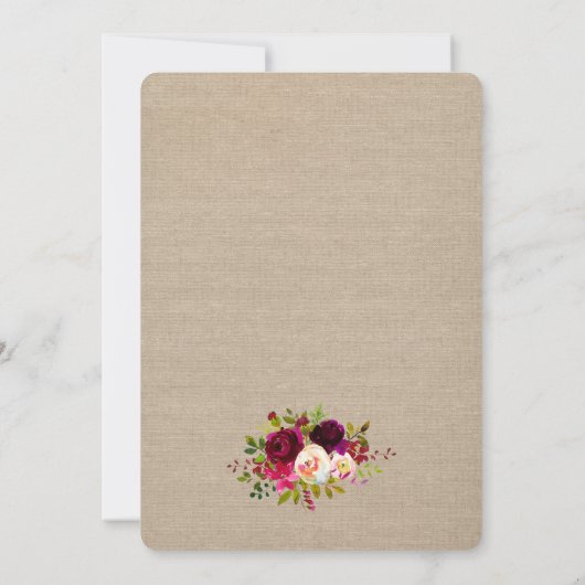 Rustic Boho Red Floral Fête des mariées invitation (Dos)