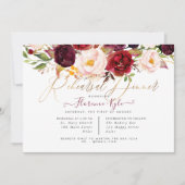 Rustic Boho Rehearsal Dinner Marsala Blush Peonies Kaart (Voorkant)