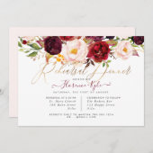 Rustic Boho Rehearsal Dinner Marsala Blush Peonies Kaart (Voorkant / Achterkant)