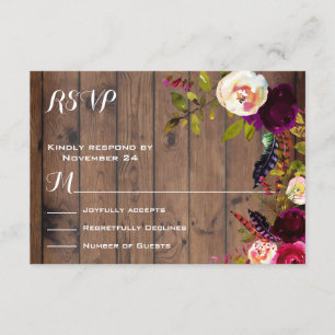 Rustic Boho RSVP donker hout