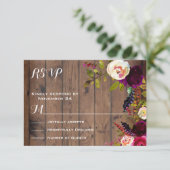 Rustic Boho RSVP donker hout Kaartje (Staand voorkant)
