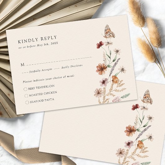 Rustic Boho RSVP-kaart RSVP Kaartje