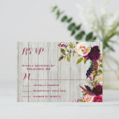 Rustic Boho RSVP verweerd hout Kaartje (Staand voorkant)