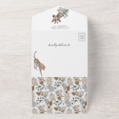 Rustic Boho Safari Leopard en Giraffe Baby shower All In One Uitnodiging (Buitenkant)