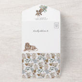 Rustic Boho Safari Lion en Giraffe Baby shower All In One Uitnodiging (Buitenkant)