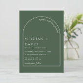 Rustic Boho Sage Green Arch Wedding Uitnodiging (Staand voorkant)
