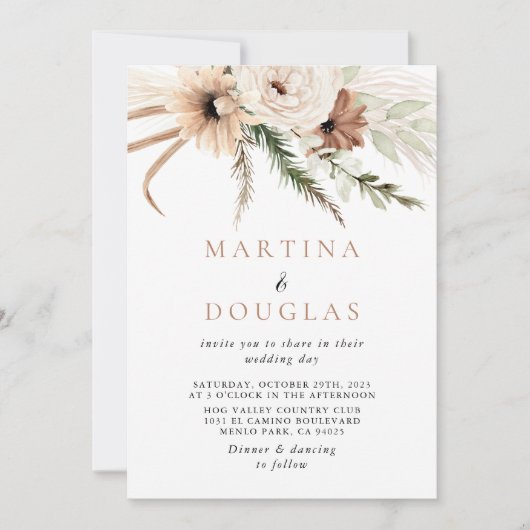 Rustic Boho Simple Back & Front Formal Wedding Kaart (Voorkant)