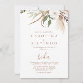 Rustic Boho Simple Floral Boda Wedding Kaart (Voorkant)