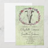 Rustic Boho Southwest Koe Skull & Rozen Floral Kaart (Voorkant / Achterkant)