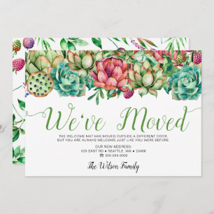 Rustic Boho Succulent Cactus We hebben verhuisd Aankondiging