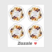 Rustic Boho Sunflower Burgundy Floral Fall Wedding Sticker (Vel)