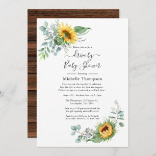 Rustic Boho Sunflower Eucalyptus Drive by Shower Kaart