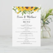 Rustic Boho Sunflower Floral Bouquet Wedding Menu (Staand voorkant)