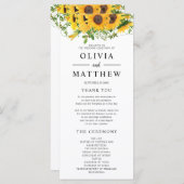 Rustic Boho Sunflower Floral Bouquet Wedding Programma (Voorkant / Achterkant)