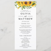 Rustic Boho Sunflower Floral Bouquet Wedding Programma (Voorkant)