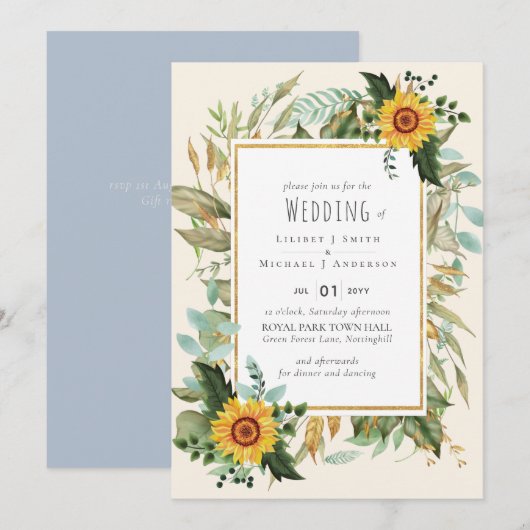 Rustic BOHO Sunflower Greenery Wedding (Voorkant / Achterkant)