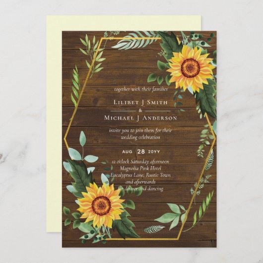 Rustic BOHO Sunflower Greenery Wedding (Voorkant / Achterkant)